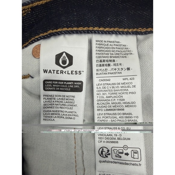 Levis 501 Jeans Original Straight Leg Button Fly 100% Cotton Dark Wash W33X36L - Picture 11 of 16